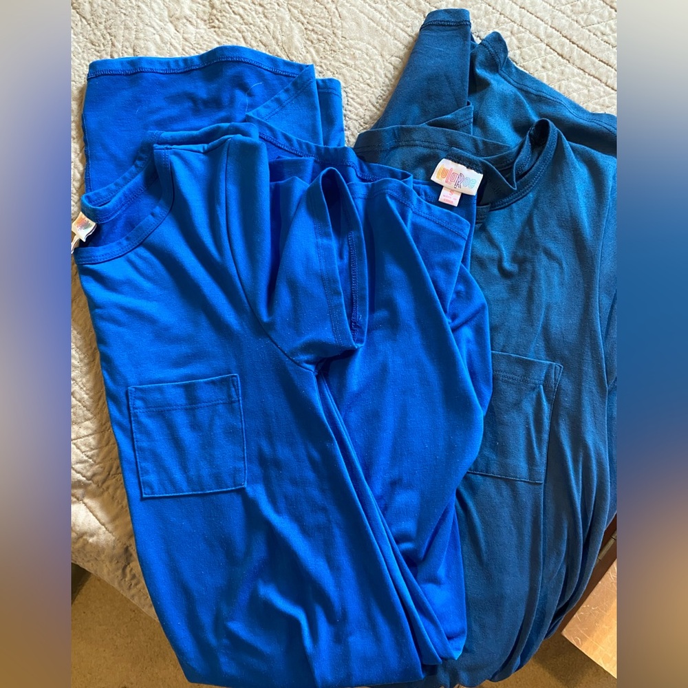 Two Blue Lularoe Carly Dresses